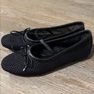 SCHUTZ Arissa Mesh Ballet Flats w Straps in Black